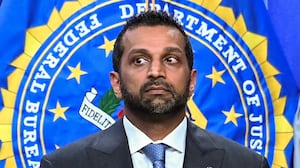 (L/R) Acting US Attorney General Todd Blanche and FBI Director Kash Patel take questions during a news conference about Tren de Aragua developments, at the US Department of Justice headquarters in Washington, DC, on July 1, 2026. (Photo by Alex WROBLEWSKI / AFP via Getty Images)