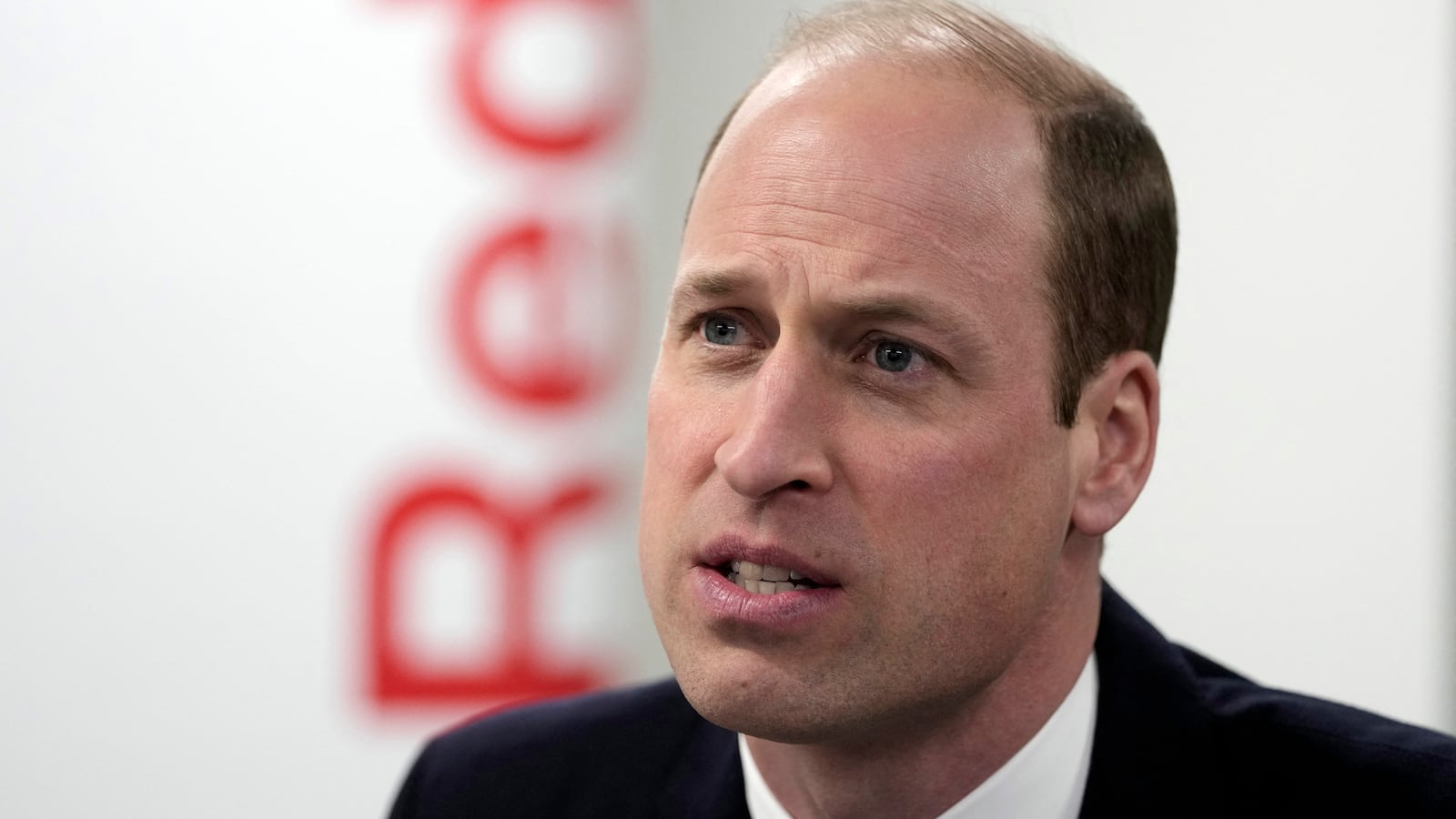 Prince William, Prince of Wales reacts during a visit to the British Red Cross' headquarters in London on February 20, 2024.