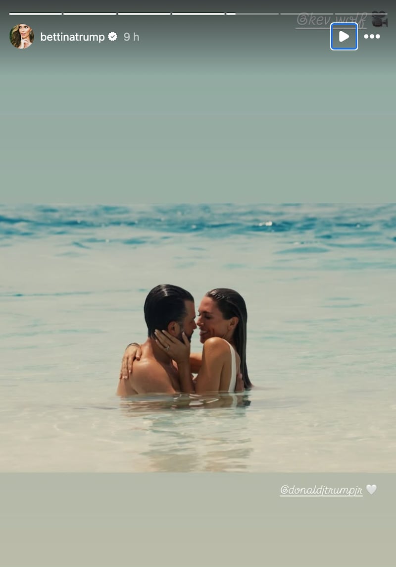 Trump Jr. and Bettina in the sea.