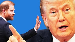 illo photo illustration of donald trump and prince harry