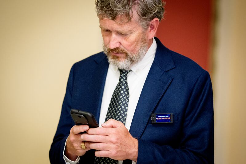Thomas Massie (R-KY) walks towards the House Chamber at the U.S. Capitol Building on July 2, 2025 in Washington, DC.