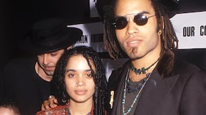 Lenny Kravitz with wife Lisa Bonet and daughter Zoe at a press conference in Lincoln Center, New York City, 1989.
