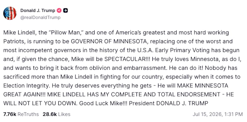 President Trump's endorsement of Mike Lindell.