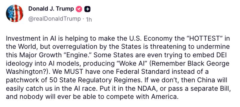 Truth Social post from Trump