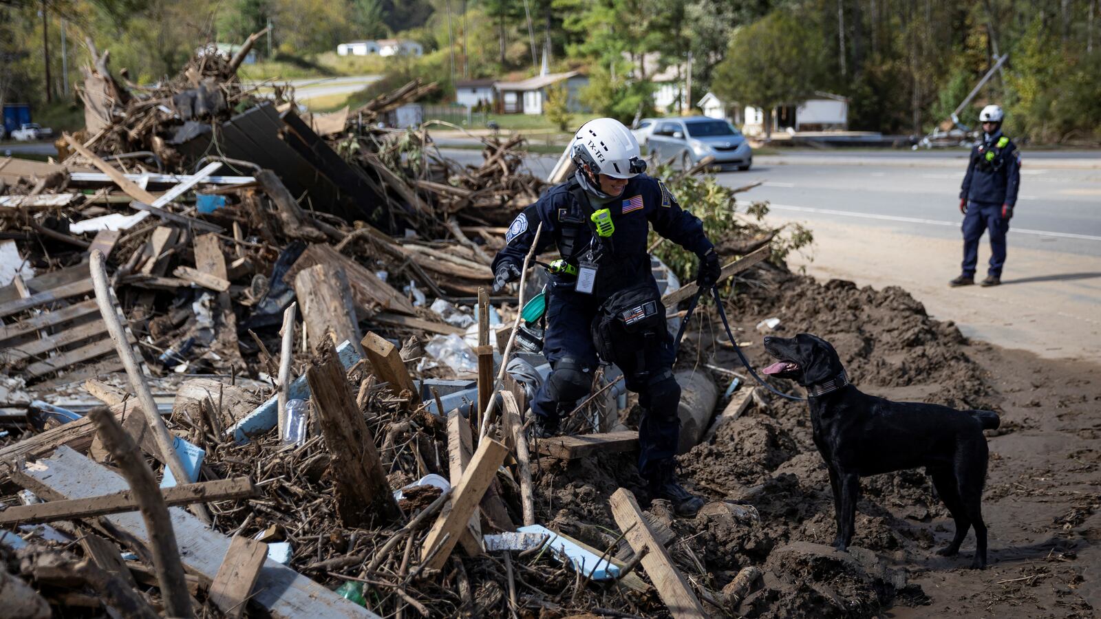 Rescue workers search amid debris