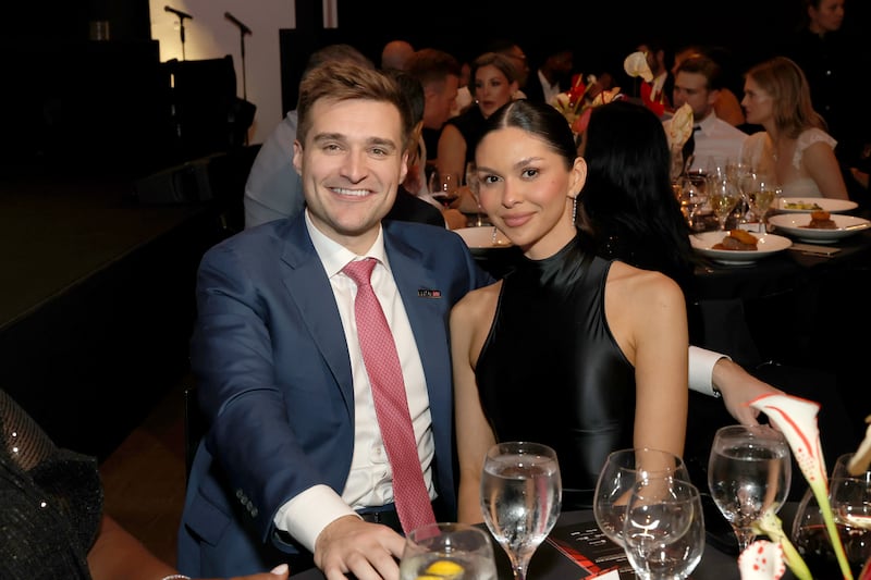 Alex Bruesewitz and Carolina Urrea  attend the 2025 TIME100 Next Event at The Current at Chelsea Piers on October 30, 2025 in New York City.