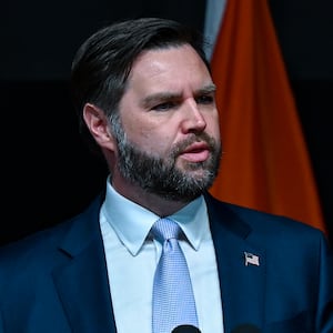 Vice President JD Vance delivers remarks at the Rajasthan International Centre on April 22, 2025 in Jaipur, India.