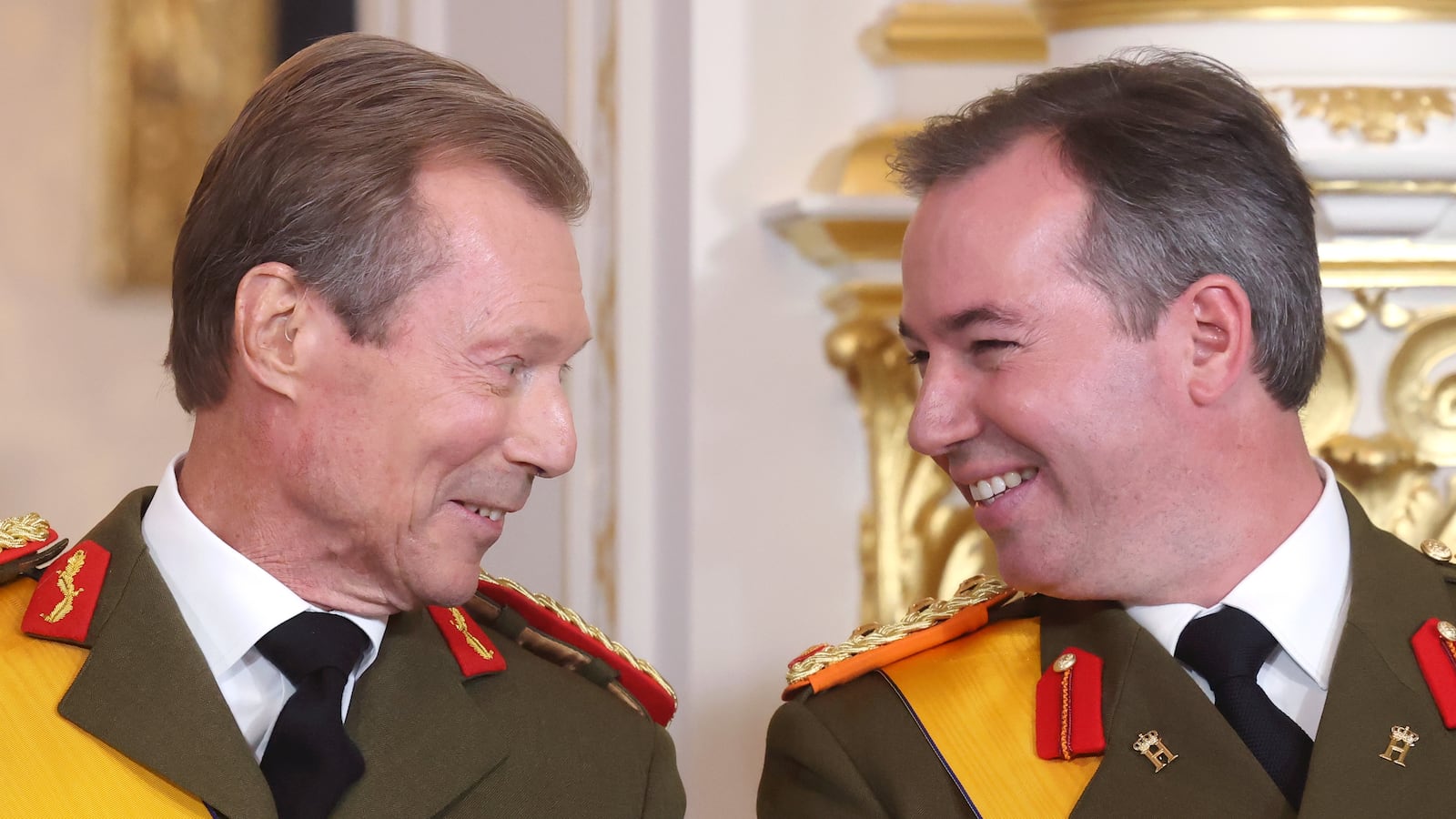 LUXEMBOURG, LUXEMBOURG - OCTOBER 03: Grand Duke Henri of Luxembourg and Prince Guillaume Jean Joseph Marie of Luxembourg during the Abdication of Grand Duke Henri of Luxembourg and Accession to the Throne of His Royal Highness Crown Prince Guillaume on October 03, 2025 in Luxembourg, Luxembourg. (Photo by Patrick van Katwijk/Getty Images)