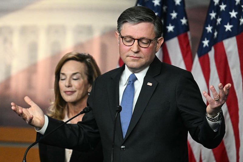 House Speaker Mike Johnson made the bizarre argument that President Donald Trump's war in Iran was actually about peace.