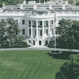 A comparison of the White House South Lawn on April 17 and June 24, in Washington, D.C.,