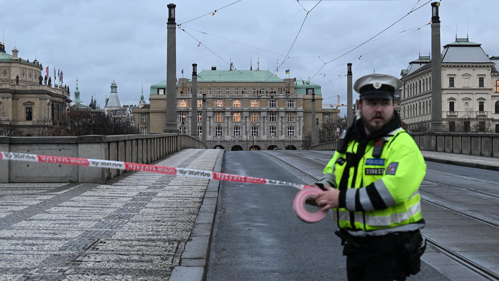 Photograph of a police officer in Prague, Czech Republic