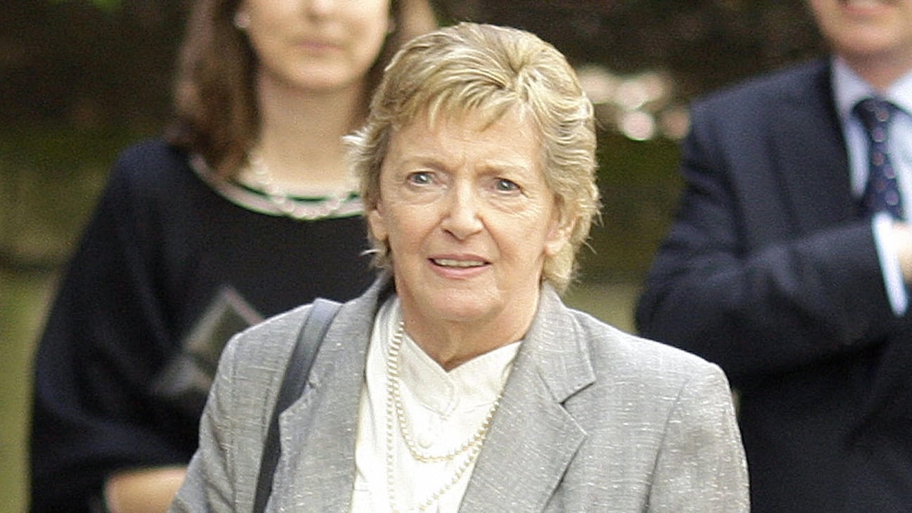 Jill Freud, wife of late British writer and broadcaster Clement Freud, is pictured outside Saint Bride's Church before his funeral in central London, on April 24, 2009. British writer and broadcaster Clement Freud, a grandson of psychoanalysis pioneer Sigmund Freud, died on April 15, 2009 at the age of 84. The bearded former Liberal lawmaker, a brother of the painter Lucian Freud, was known for his wit and was still a regular contributor on the BBC radio panel programme "Just a Minute", broadcast on BBC World Service radio.