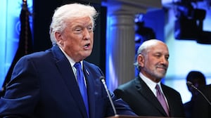 WASHINGTON, DC - FEBRUARY 20: U.S. President Donald Trump speaks during a press briefing held at the White House February 20, 2026 in Washington, DC. The U.S. Supreme Court today ruled against Trump’s use of emergency powers to implement international trade tariffs, a central portion of the administration’s core economic policy. Also pictured (L-R) are U.S. Solicitor General John Sauer, Secretary of Commerce Howard Lutnick, and U.S. Trade Representative Jamieson Greer. (Photo by Aaron Schwartz/Getty Images)