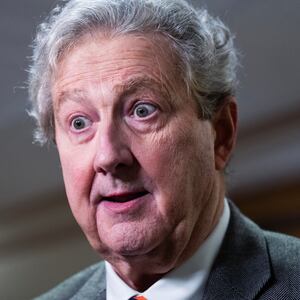 Sen. John Kennedy, R-La., talks with reporters outside a Senate Banking, Housing and Urban Affairs Committee confirmation hearing in Dirksen building on Thursday, October 30, 2025.