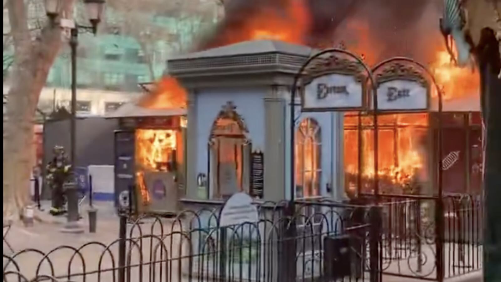 Fire in Bryant Park