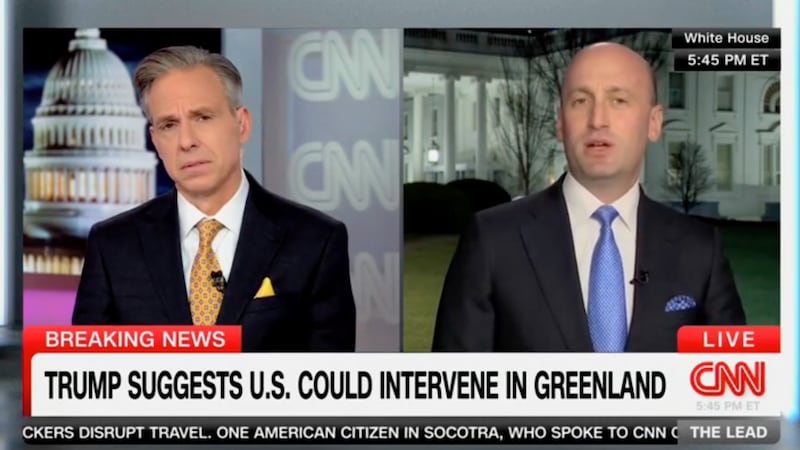 Jake Tapper interviews Stephen Miller on CNN.