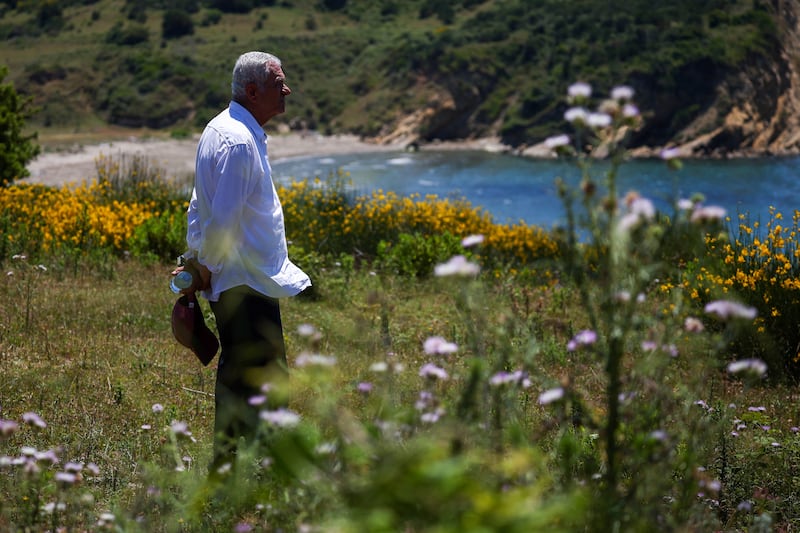 Kostaq Konomi who claims to be one of the owners of the land where a luxury resort is planned by a company linked to Donald Trump's son-in-law, Jared Kushner, looks on at the bay of the Vjosa-Narta Protected Area, in Zvernec near Vlora, Albania, June 10, 2026.