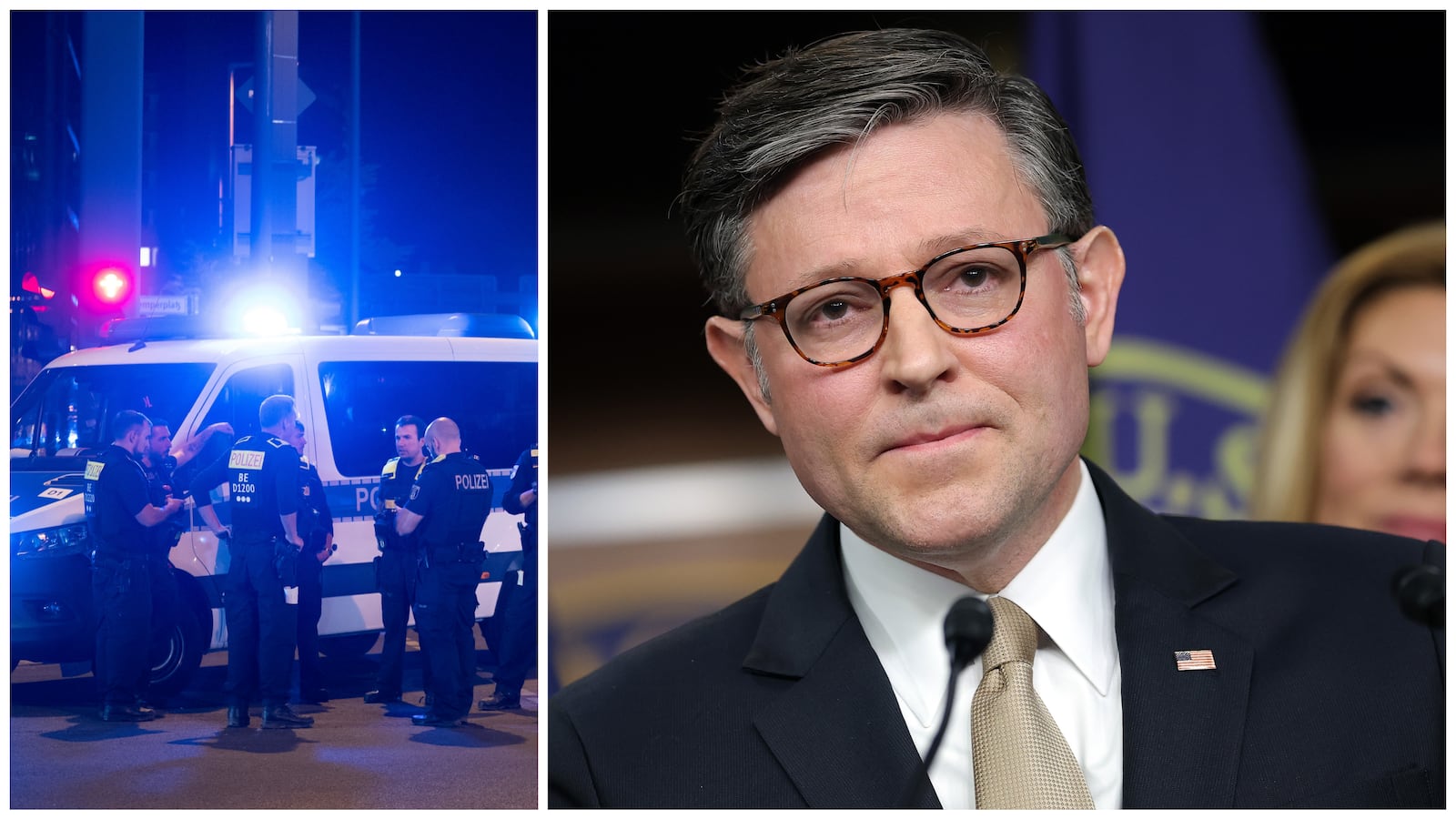 Mike Johnson and police side by side
