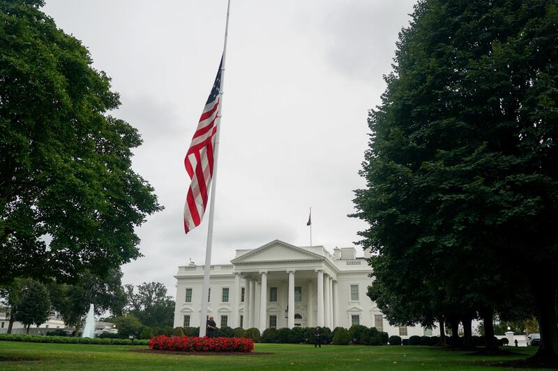 A U.S. flag files at half mast, after right-wing activist Charlie Kirk, an ally of U.S. President Donald Trump, was fatally shot at an event at Utah Valley University in Orem, Utah, in Washington, D.C., on Sept. 10, 2025.