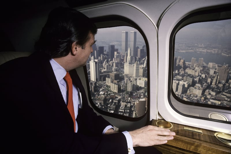NEW YORK - AUGUST 1987: Donald Trump, real estate mogul, entrepreneur, and billionare, utilizes his personal helicopter to get around on August 1987 in New York City. (Photo by Joe McNally/Getty Images)