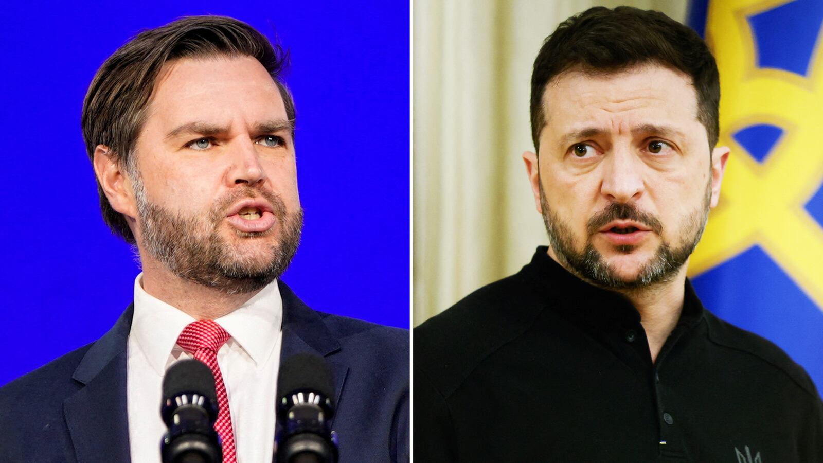 JD Vance, Volodymyr Zelensky image split