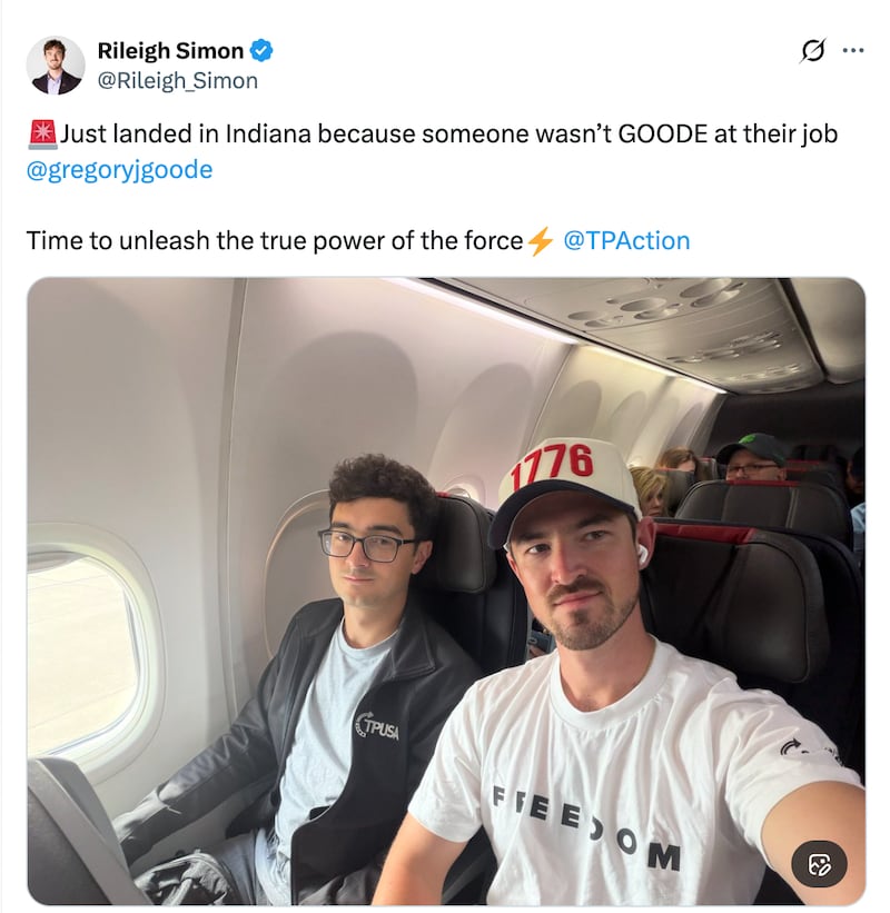 Turning Point USA operatives brag on X about their campaign to unseat Indiana Republicans.