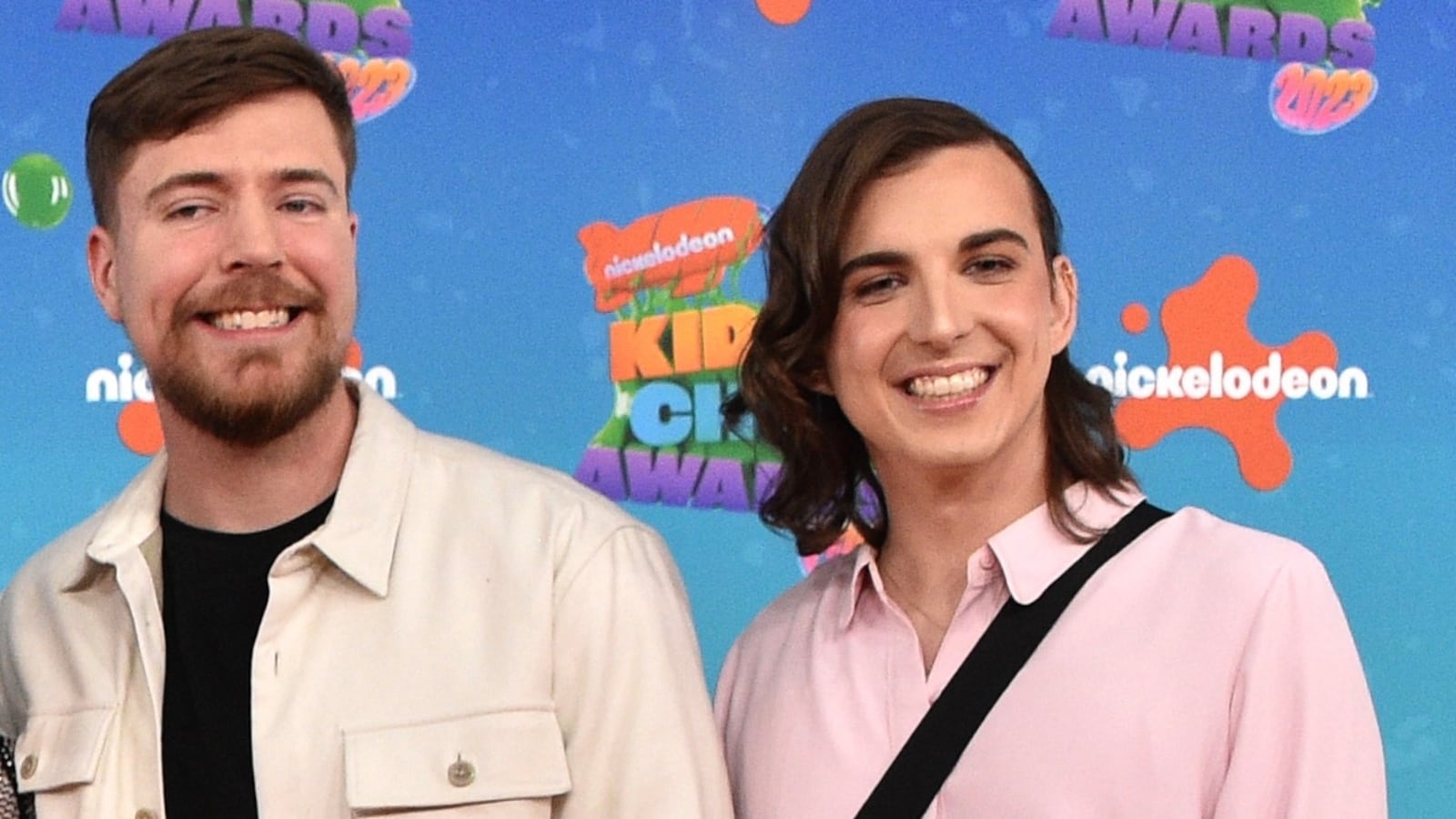 Mr. Beast (left) and Ava Kris Tyson (right) at the Nickelodeon Kid's Choice Awards in 2023.
