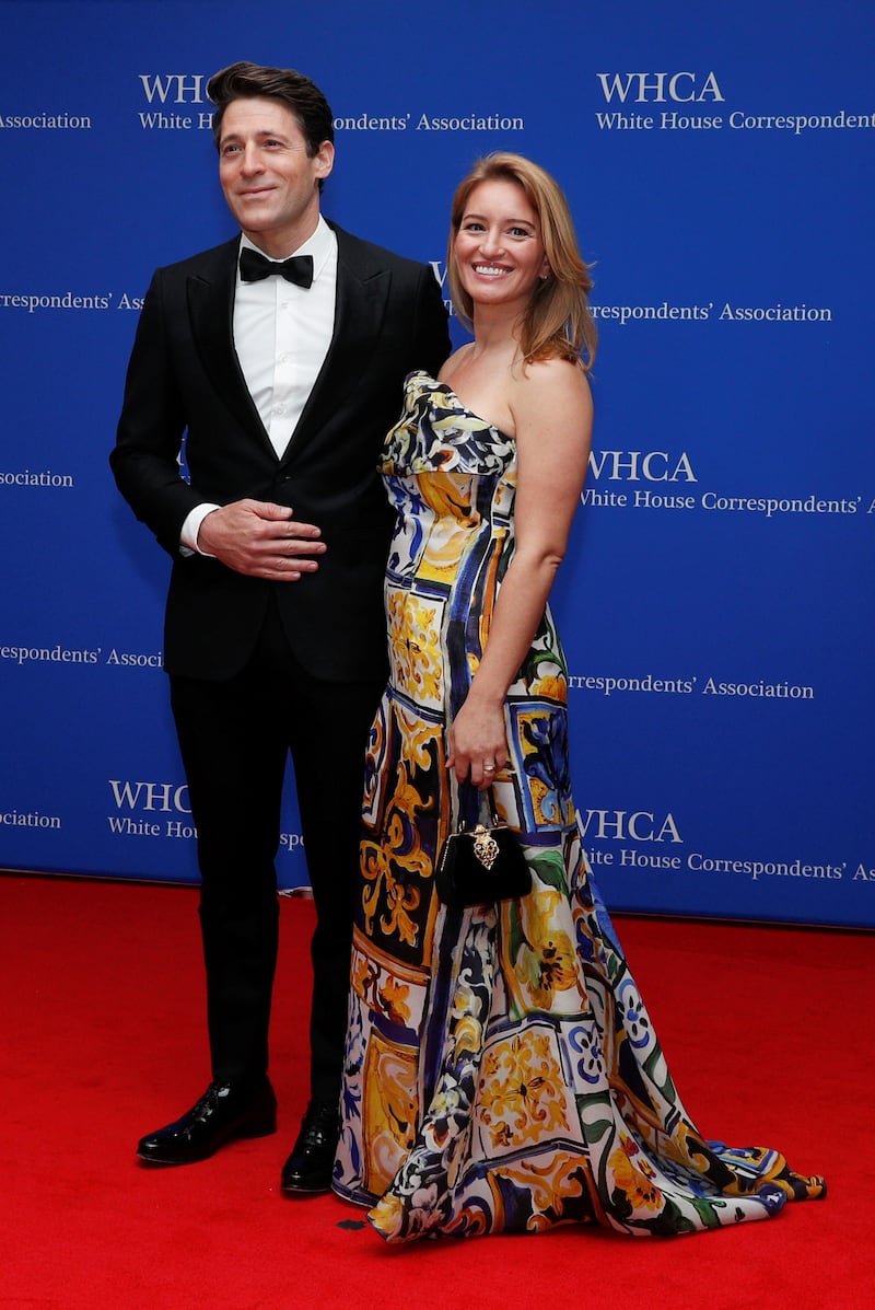 Dokoupil and wife Katy Tur arrive on the red carpet for the White House Correspondents' Association Dinner in 2022.