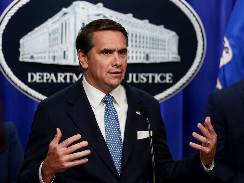 Acting U.S. Attorney General Todd Blanche speaks during a press conference at the Justice Department, in Washington, D.C., U.S., June 11, 2026.