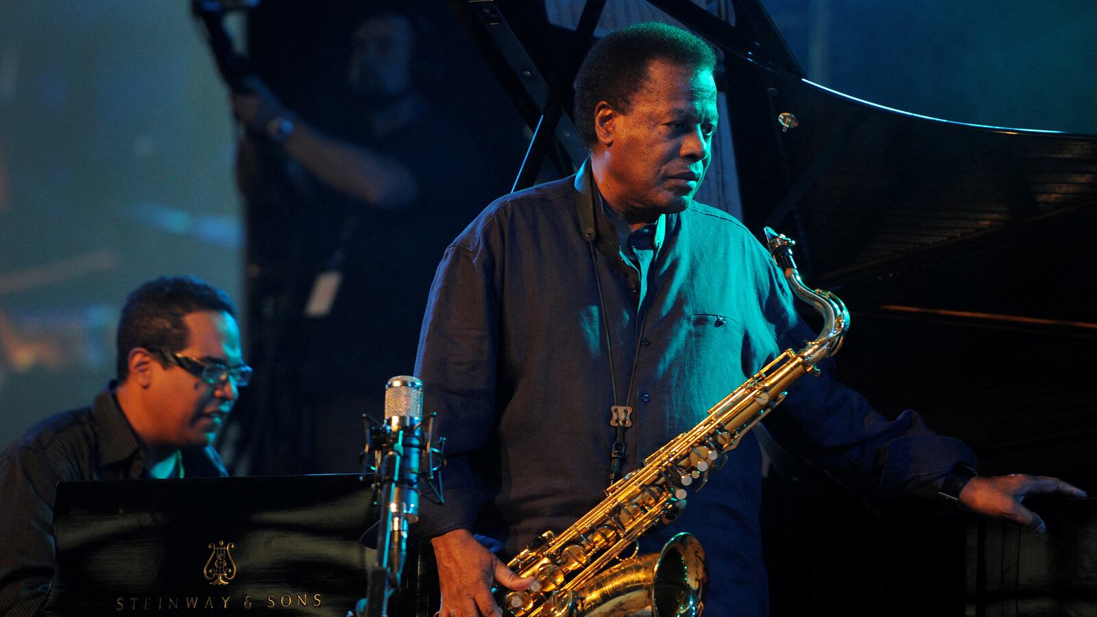 Wayne Shorter performing on stage in 2008.