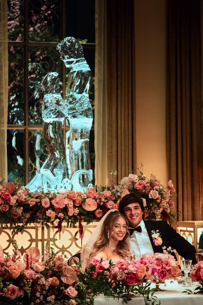 Sydney Sweeney as Cassie and Jacob Elordi as Nate in “Euphoria.”