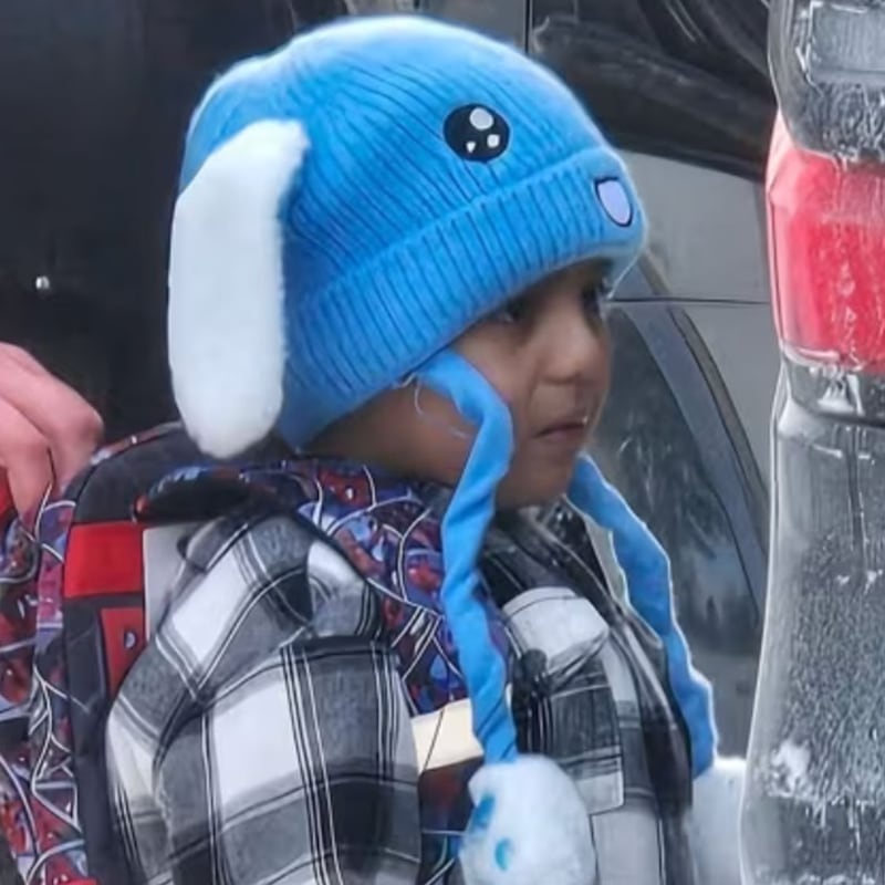 Liam Ramos being obtained by ICE in Minneapolis next to an image of him in the cockpit of a plane