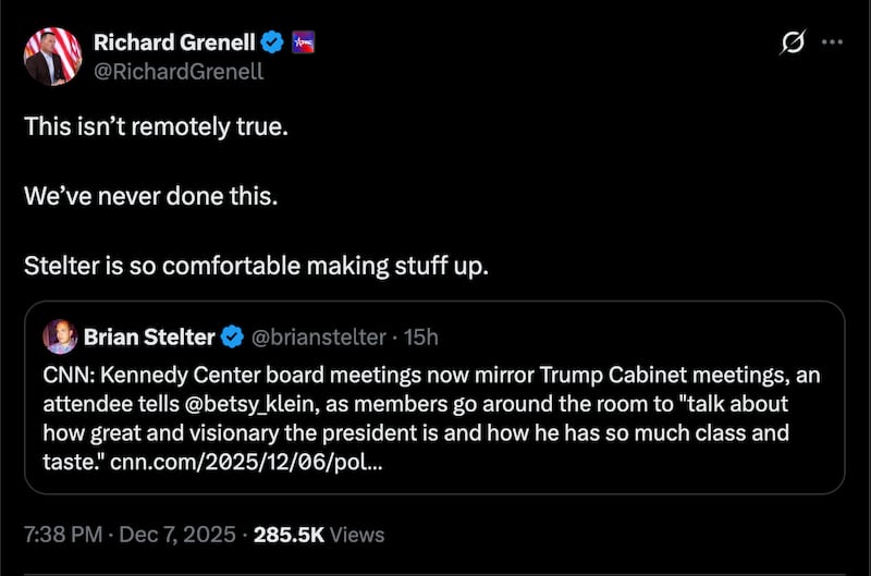 Kennedy Center boss Ric Grenell lost it again online