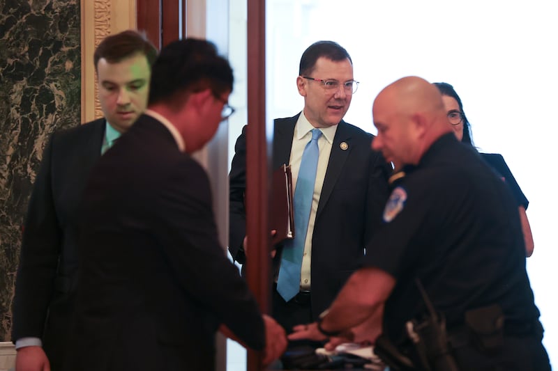 GOP Rep. Tom Kean Jr. passes security as he returns to the U.S. Capitol on June 30 for the first time in nearly four months.