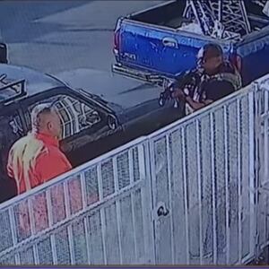 Home surveillance cameras captured the moment a federal immigration officer pulled a large gun on a dad-of-five and kicked him at least once, Sept. 12.