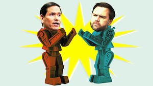 JD Vance and Marco Rubio as rock em sock em robots