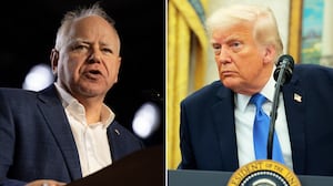 Donald Trump, Tim Walz splt image