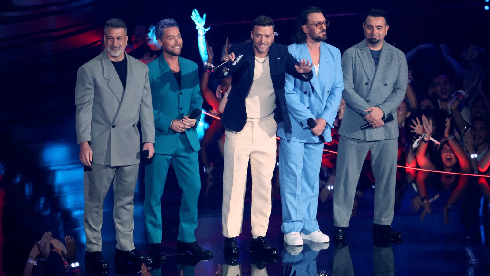 NSYNC members Justin Timberlake, Joey Fatone, Chris Kirkpatrick, Lance Bass and JC Chasez attend the 2023 MTV Video Music Awards.