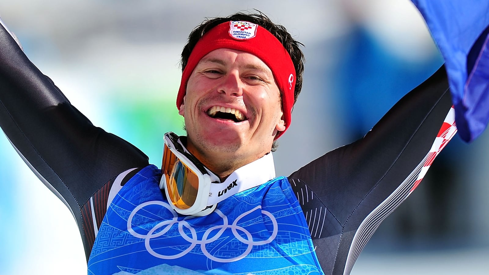 Silver medalist Ivica Kostelic of Croatia celebrates after the Alpine Skiing Men's Super Combined Slalom on day 10 of the Vancouver 2010 Winter Olympics.