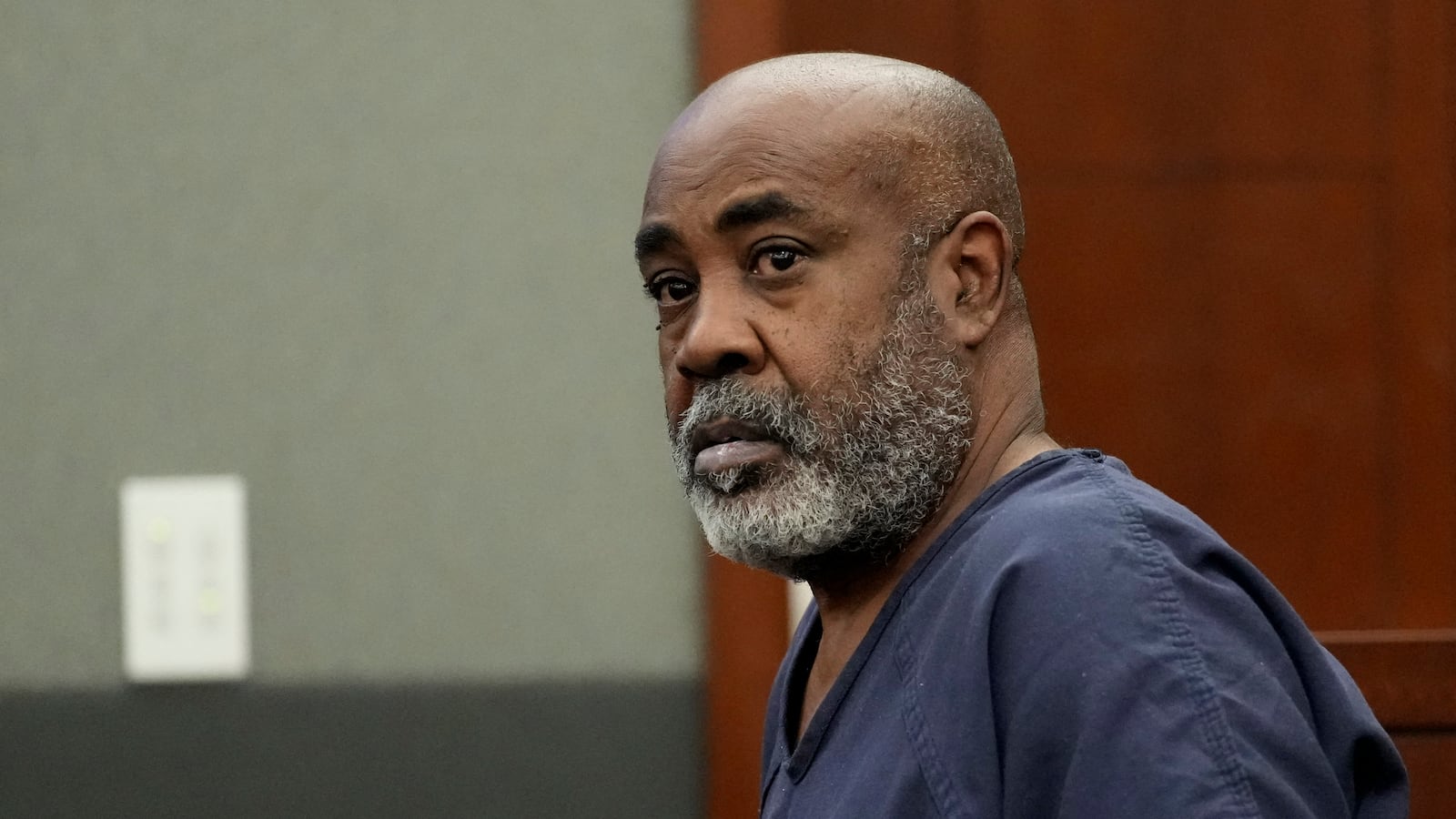 Duane "Keefe D" Davis, 60, appears in a Las Vegas court on October 19, 2023 for his arraignment on murder charges in the death of rapper Tupac Shakur.