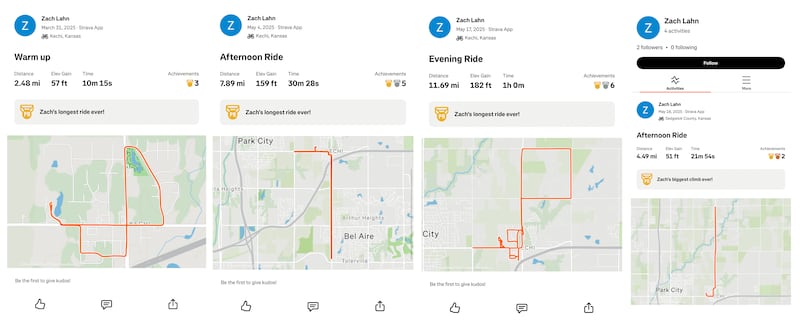Zach Lahn Strava rides.