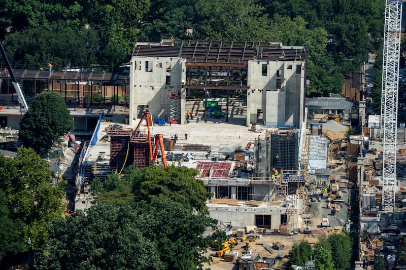 Construction continues on the White House ballroom, where the East Wing once stood, in Washington, D.C., U.S., August 26, 2026.