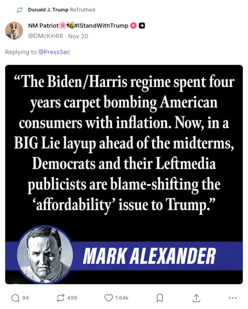 Trump Truth Social Post