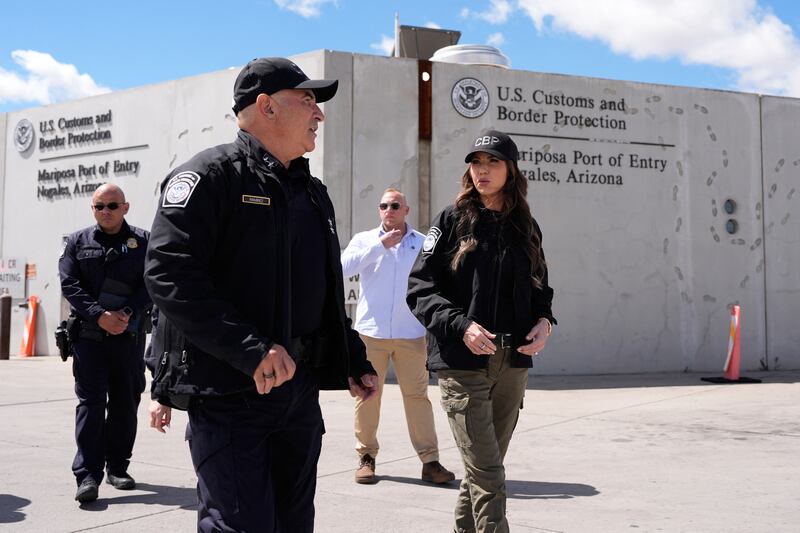 Noem visited the Customs and Border Protection Tucson field office in March, wearing a CPB hat and jacket.