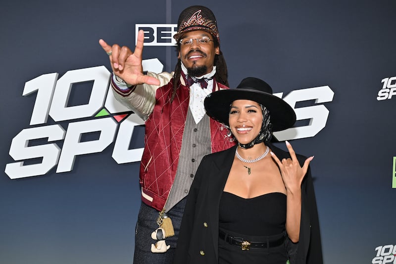 Cam Newton and Jasmin Brown attend the BET “106 & Sports” Watch Party