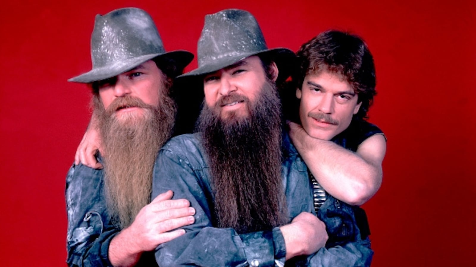 Portrait of the band ZZ Top at the Metro Center, Rockford, Illinois, February 8, 1984
