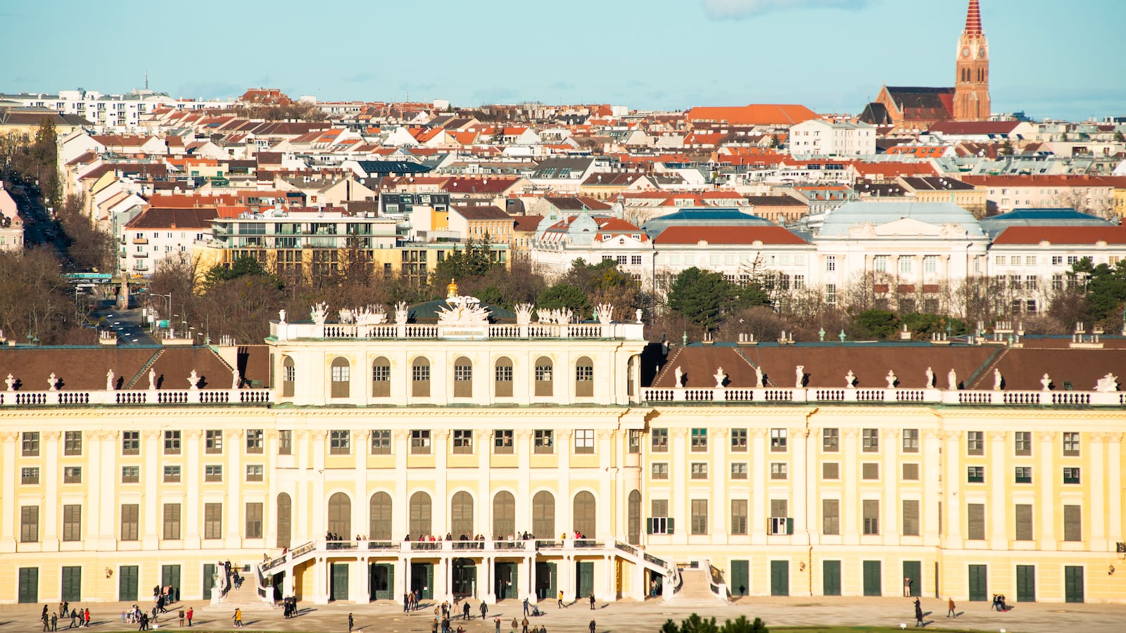 Vienna city skyline views from Schonbrunn Palace garden Austria. (Photo by: Andrew Michael/Education Images/Universal Images Group via Getty Images)