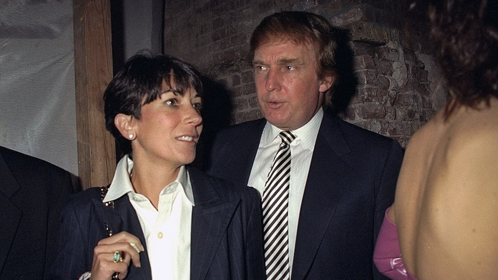 Ghislaine Maxwell and Donald Trump appear at the The 50th anniversary for both the Ford Modeling Agency and Pantene hair care products in 1997 .