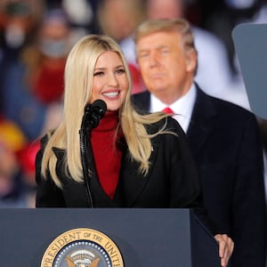 White House Senior adviser Ivanka Trump speaks in front of President Donald Trump.