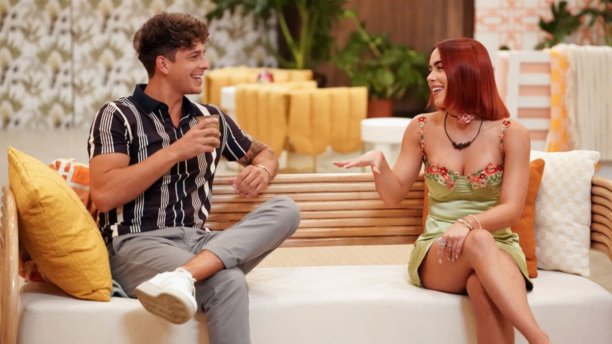 Cast members of ‘Lovers and Liars’ on a couch